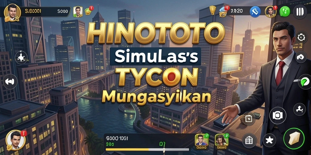 Screenshot HINOTOTO menampilkan aksi penuh dalam dunia bisnis Tycoon.