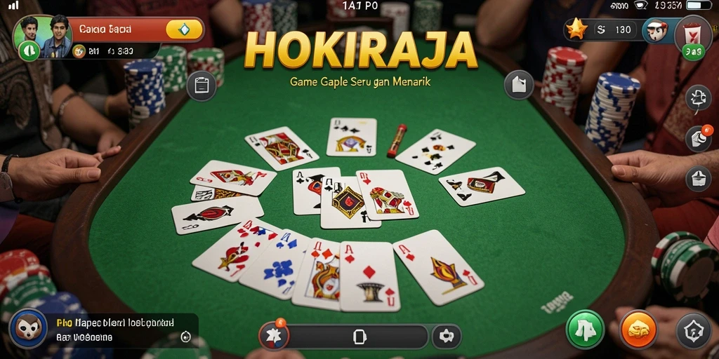 Tampilan gameplay HOKIRAJA yang menampilkan momen seru permainan Gaple.