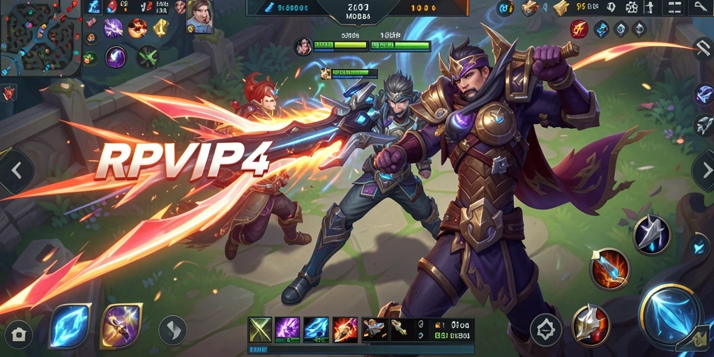 Tampilan seru dari gameplay RPVIP4 di arena pertarungan MOBA.