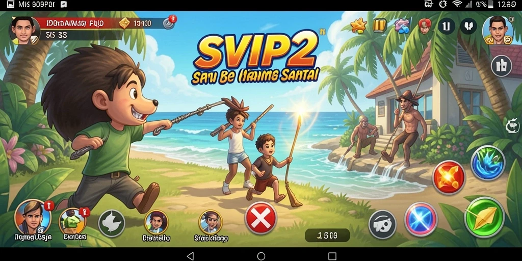 Tampilan gameplay SVIP2 yang penuh warna dan menawan.