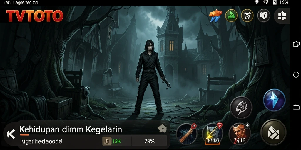 Tampilan gameplay menyeramkan di dalam rumah tua yang angker.