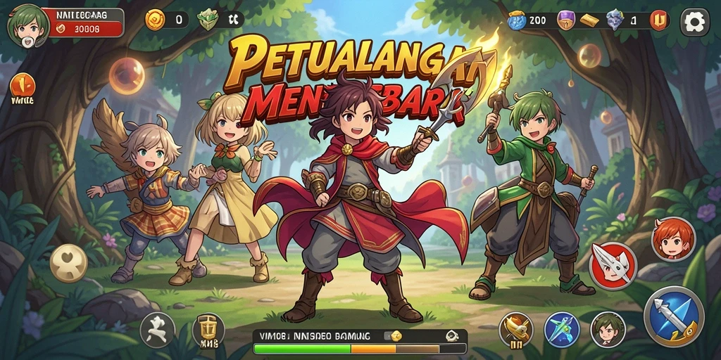 Tampilan screenshot gameplay menarik dari VM108 dengan karakter anime yang beraksi.