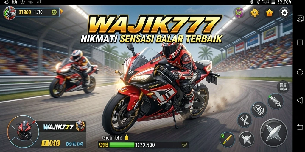 Tampilan gameplay seru di WAJIK777 dengan aksi balap motor yang mendebarkan.